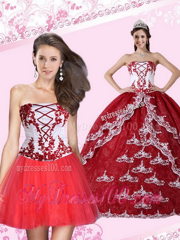 2016 Appliques Strapless Quinceanera Dress in Multi Color