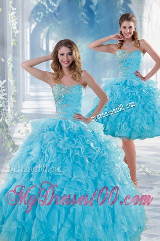 2016 Beautiful Baby Blue Sweet 16 Dresses with Beading and Ruffles