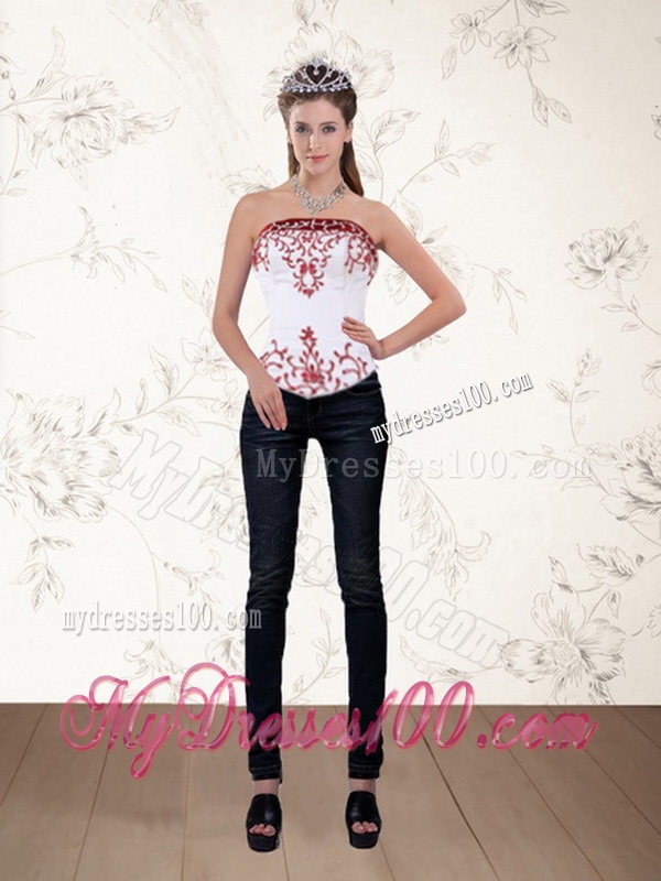 2016 Beautiful Strapless Quinceanera Dress with Embroidery