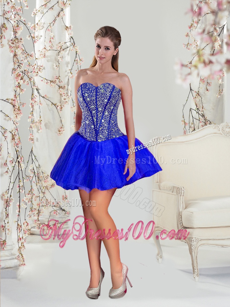 2016 Brand New Beading and Ruffles Sweet 16 Dresses in Royal Blue