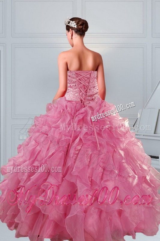 2016 Brand New Coral Red Sweet 16 Dresses with Beading and Ruffles