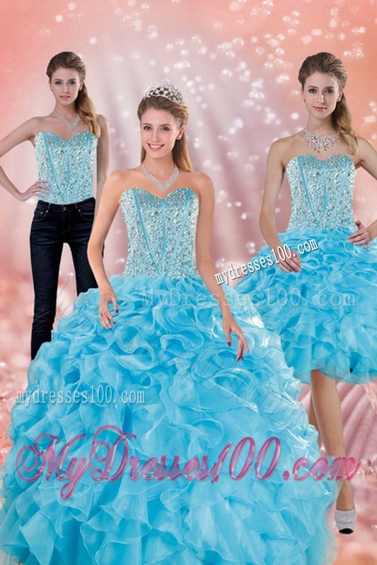 2016 Classical Sweetheart Ruffled Quinceanera Dresses in Baby Blue