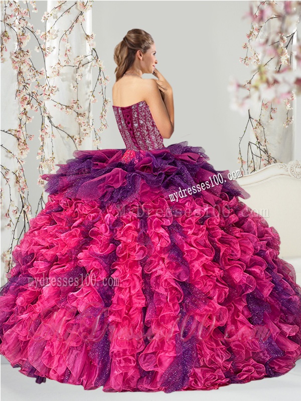 2016 Detachable Multi Color Quince Dresses with Beading and Ruffles
