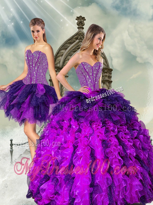2016 Detachable Multi Color Sweet 16 Dresses with Beading and Ruffles