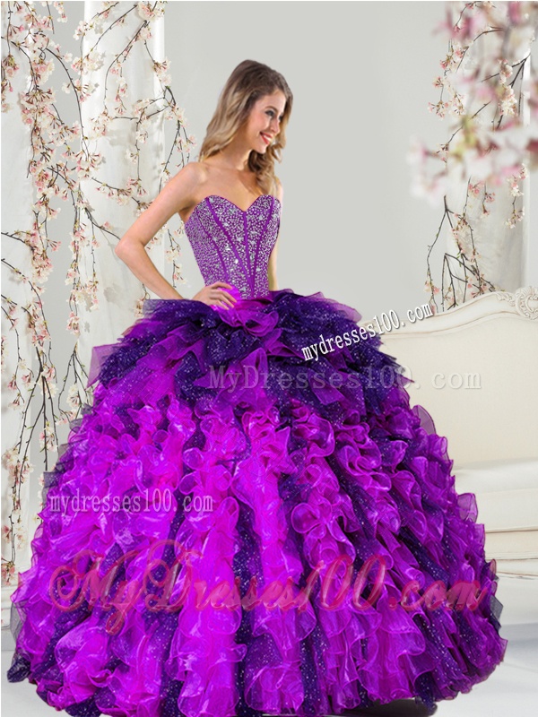 2016 Detachable Multi Color Sweet 16 Dresses with Beading and Ruffles