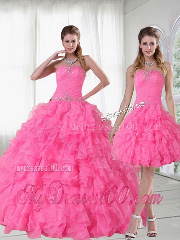 2016 Detachable Strapless Quinceanera Dress with Beading and Ruffles