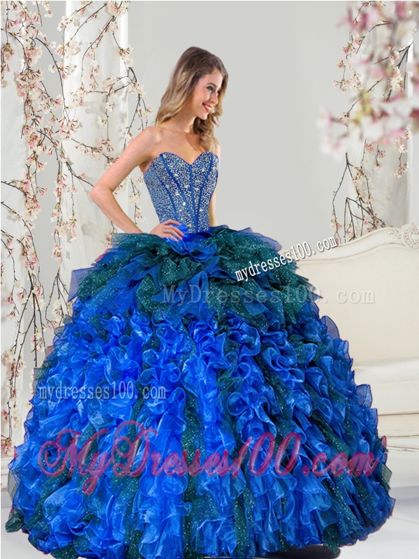 2016 Detachable Sweetheart Quince Dresses with Beading and Ruffles