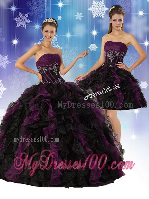 2016 Elegant Strapless Multi Color Quinceanera Dress with Ruffles and Embroidery