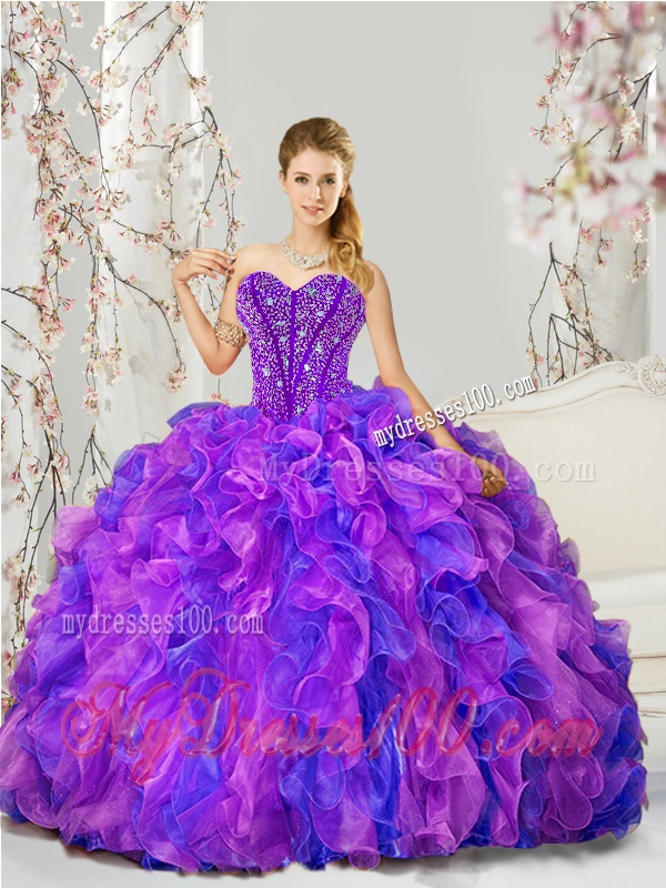 2016 Exquisite Sweetheart Dresses for Quince with Beading and Ruffles