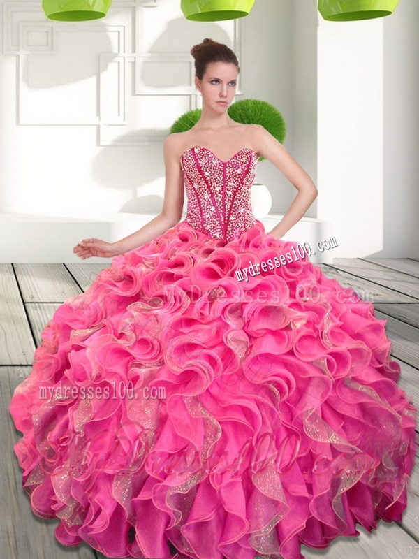 2016 Exquisite Sweetheart Quinceanera Gown with Beading and Ruffles
