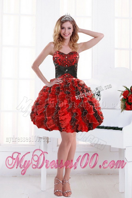 2016 Fashionable Beading and Ruffles Multi-color Dresses for Quince