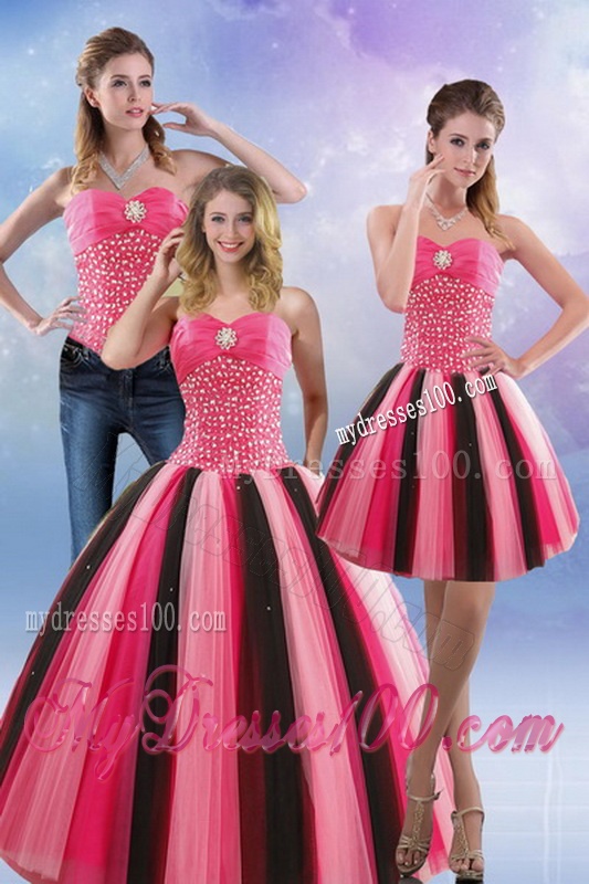 2016 Feminine Beading Quince Dresses in Multi Color