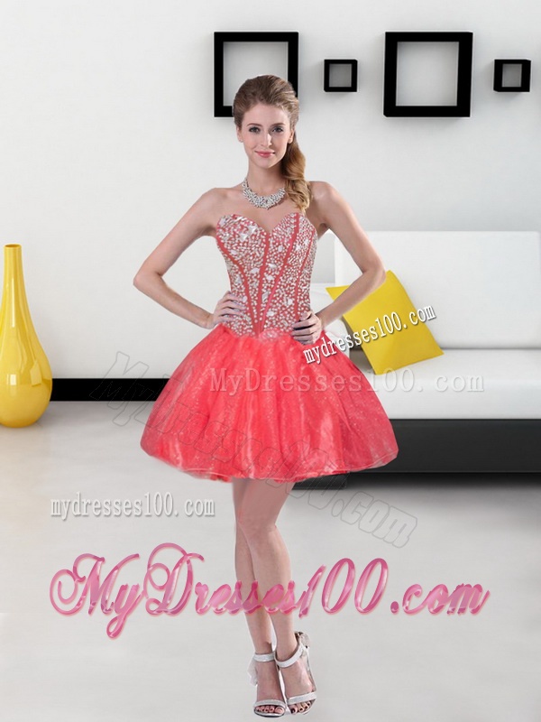 2016 Gorgeous Beading and Ruffled Layers Sweetheart Quinceanera Dresses in Coral Red