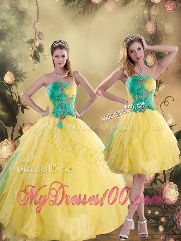 2016 Gorgeous Ruching Quinceanera Dresses in Yellow and Green