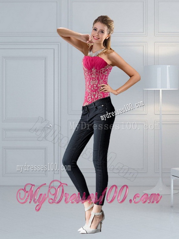 2016 Hot Pink Sweetheart Quinceanera Dress with Appliques and Beading