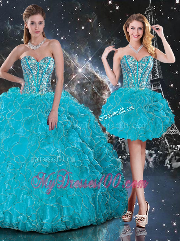2016 Hot Sale Detachable Sweetheart Sweet 16 Dresses with Beading and Ruffles
