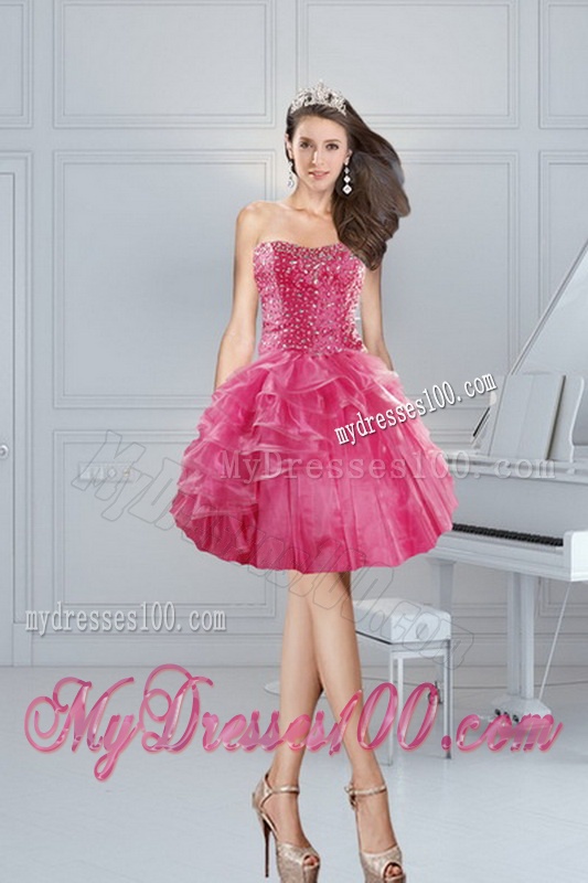 2016 Hot Selling Pink Dresses for Quinceanera with Beading and Ruffles