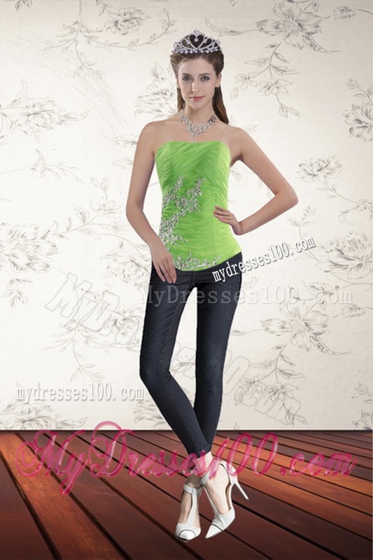 2016 Inexpensive Spring Green Quince Dresses with Pick Ups and Beading