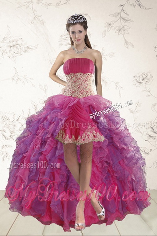 2016 Modest Beading and Lace Quinceanera Dresses in Hot Pink