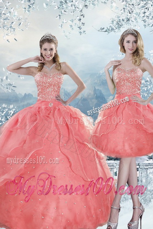 2016 New Style Beading Quinceanera Dresses in Watermelon