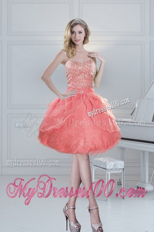 2016 New Style Beading Quinceanera Dresses in Watermelon