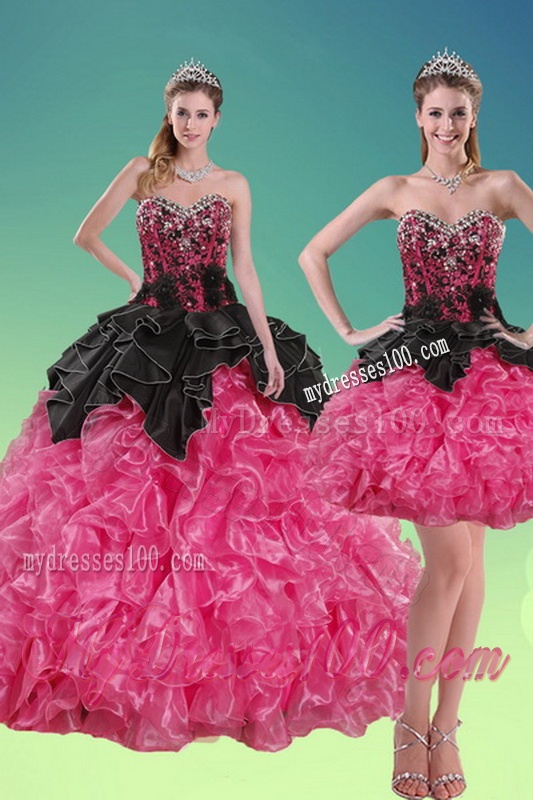 2016 New Style Beading and Ruffles Quince Dresses in Multi Color