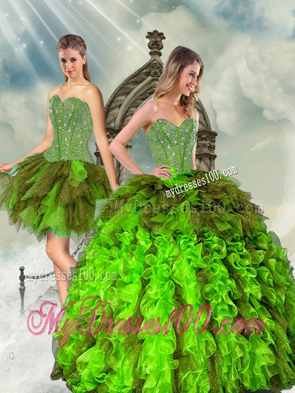 2016 Perfect Beading and Ruffles Dresses for Quince in Multi Color