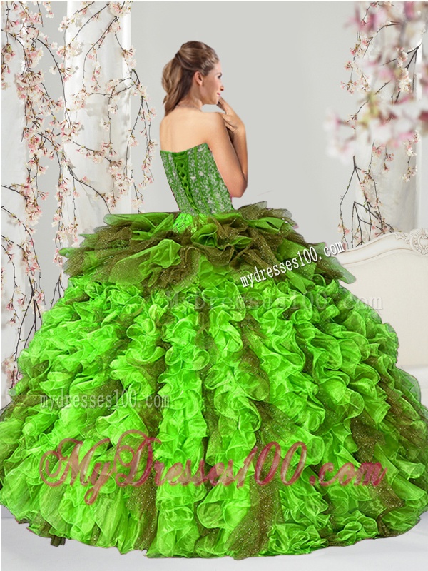 2016 Perfect Beading and Ruffles Dresses for Quince in Multi Color