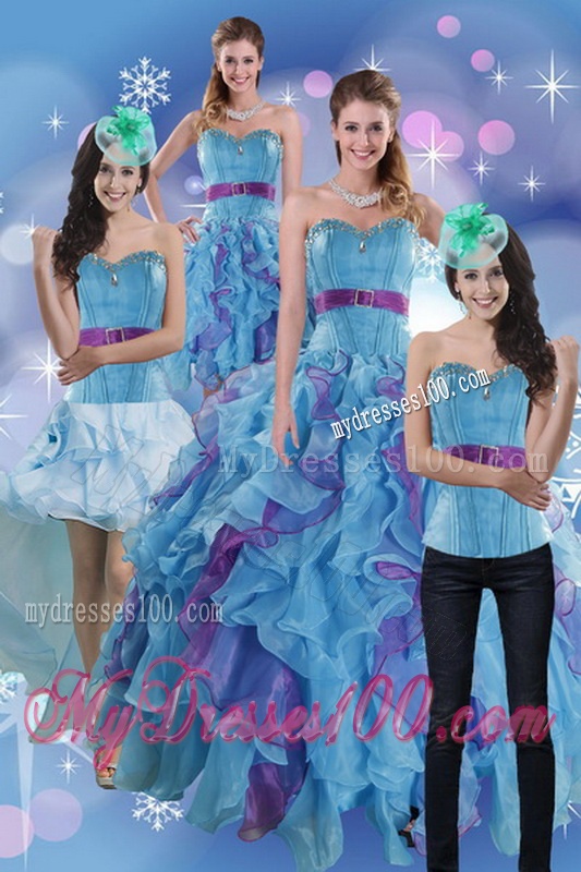 2016 Pretty Multi Color Dresses for Quince with Ruffles and Beading