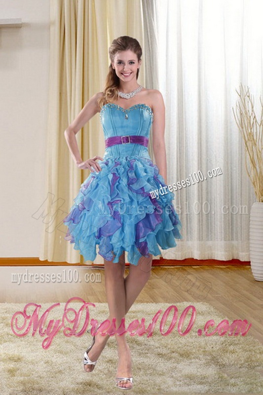 2016 Pretty Multi Color Dresses for Quince with Ruffles and Beading