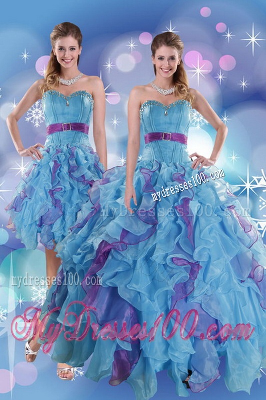 2016 Pretty Multi Color Quince Dresses with Ruffles and Beading