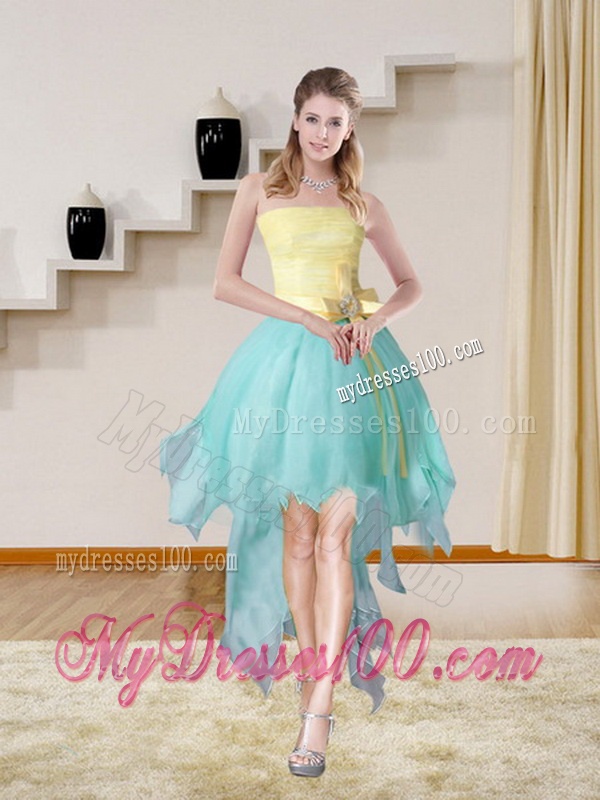 2016 Strapless Floor Length Multi Color Quinceanera Gown with Bowknot