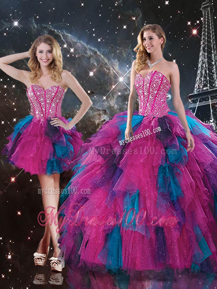 2016 Sweet Sweetheart Detachable Quinceanera Gowns with Beading