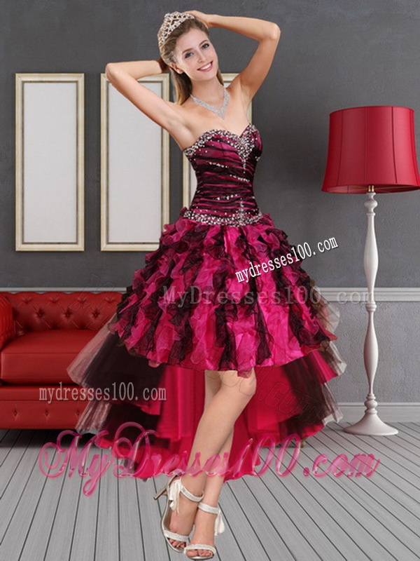 2016 Sweetheart Beaded and Ruffled Sweet 15 Dress in Multi Color