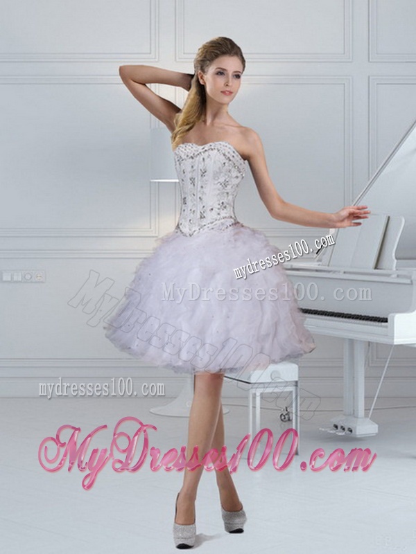 2016 Sweetheart White Quinceanera Dress with Ruffles and Beading