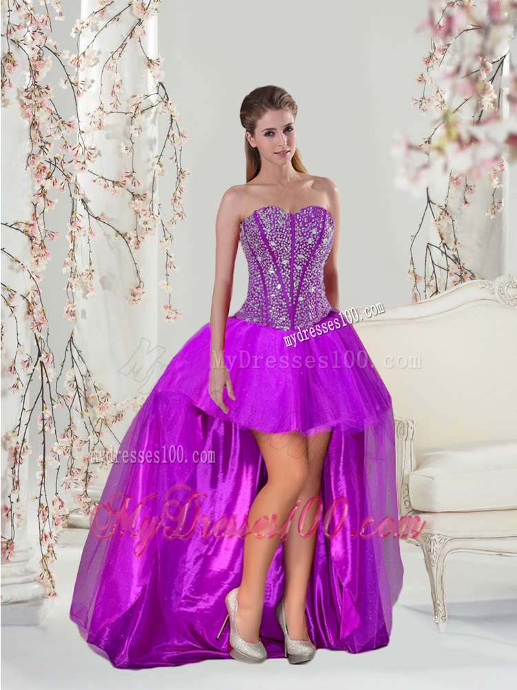 2016 Unique Beading and Ruffles Ball Gown Sweet 16 Dresses in Fuchsia