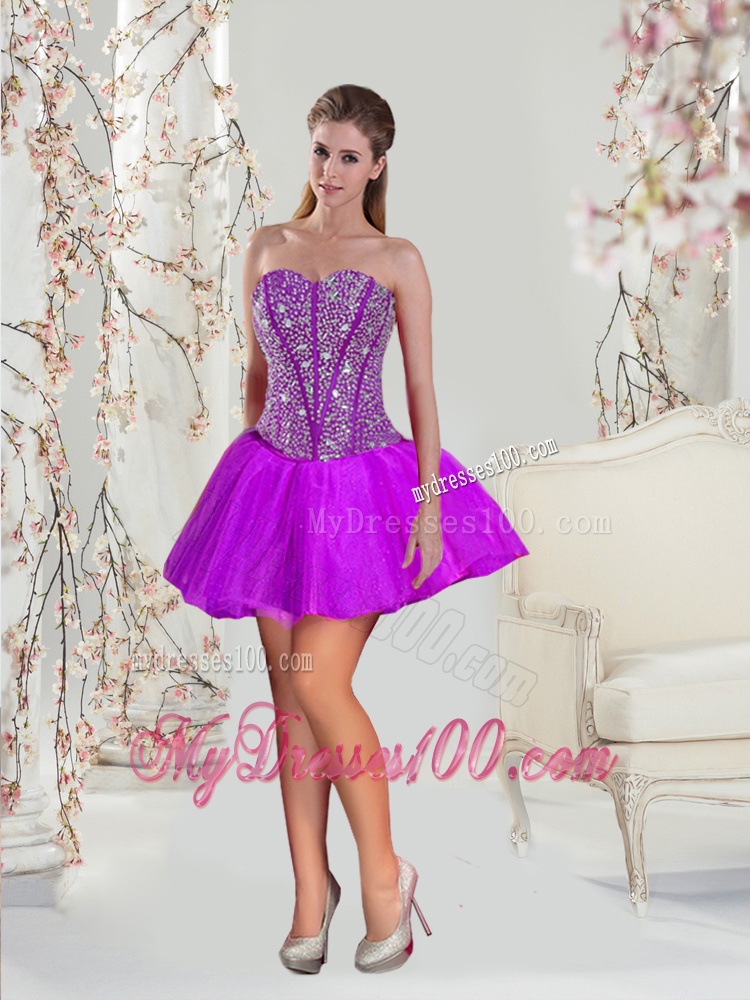 2016 Unique Beading and Ruffles Ball Gown Sweet 16 Dresses in Fuchsia
