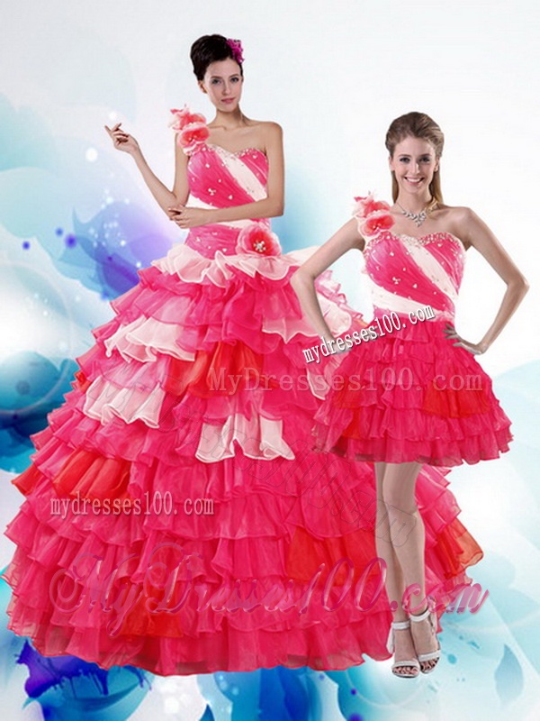 2016 Unique Multi Color Quince Dresses with Ruffled Layers and Beading