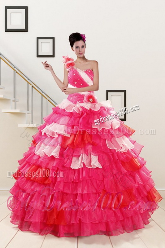 2016 Unique Multi Color Quince Dresses with Ruffled Layers and Beading