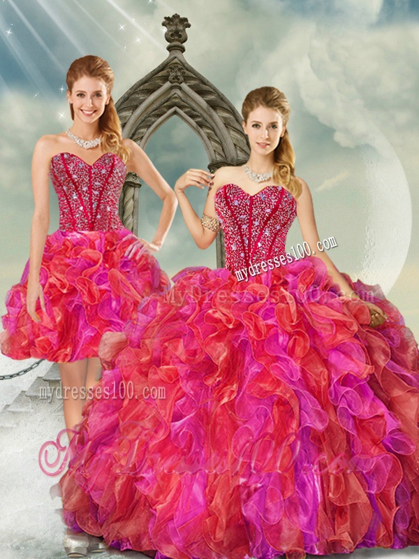 2016 Unique Multi Color Quinceanera Dresses with Beading and Ruffles