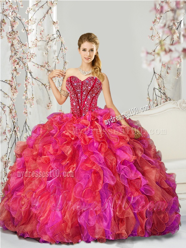 2016 Unique Multi Color Quinceanera Dresses with Beading and Ruffles