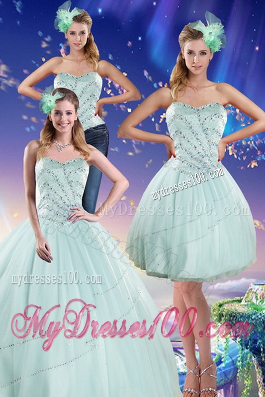 Apple Green Strapless 2016 Quinceanera Dresses with Beading
