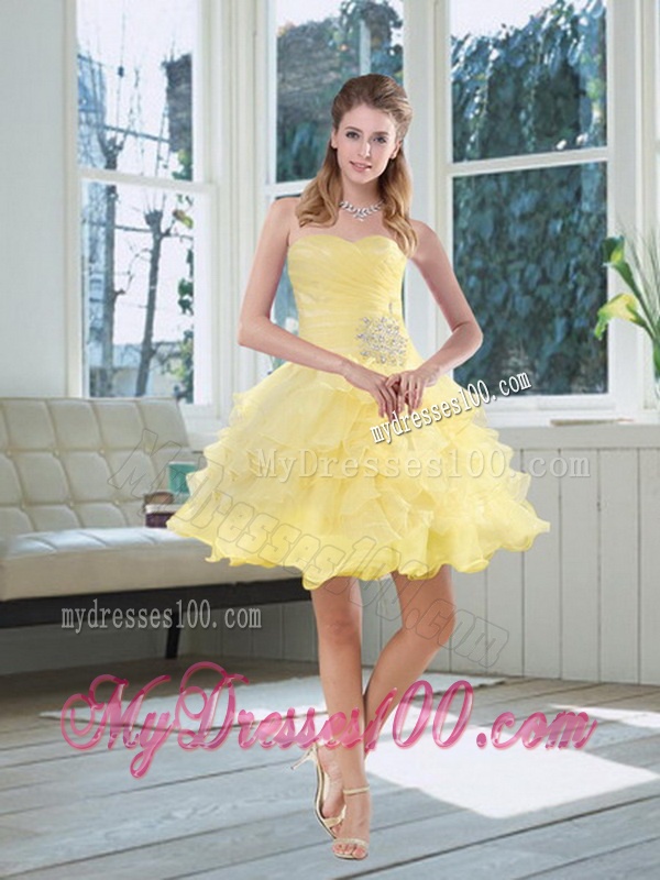 Beaded and Ruffled Sweetheart Quinceanera Dress in Yellow