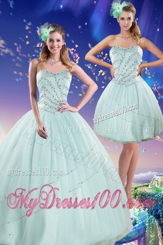 Beautiful 2016 Apple Green Strapless Quinceanera Dresses with Beading