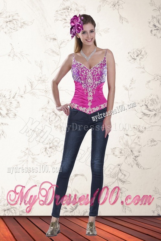 Beautiful Pick Ups and Embroidery Multi Color 2016 Quinceanera Dresses with Sweep Train