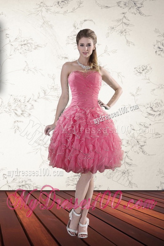 Beautiful Strapless Paillette Quince Dresses in Rose Pink for 2016