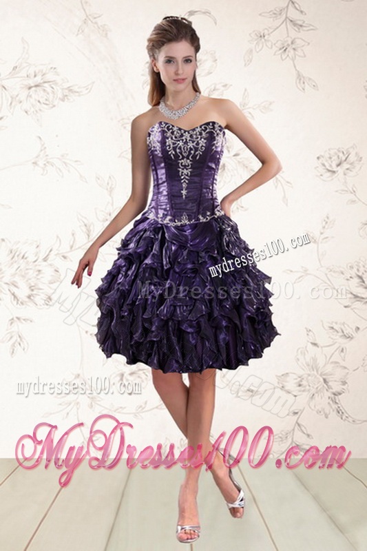 Classic Sweetheart Ruffled 2016 Quinceanera Dresses with Embroidery