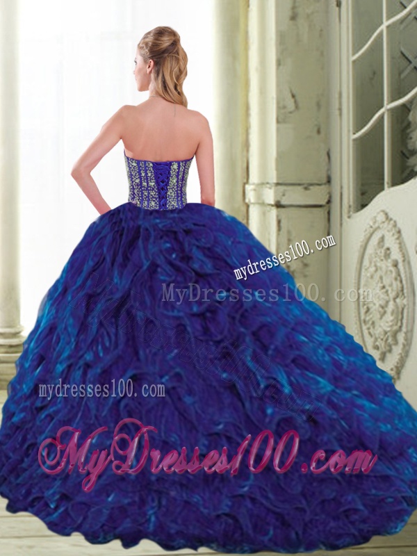 Classical Beading and Ruffles Sweetheart Ball Gown Quinceanera Dresses for 2016