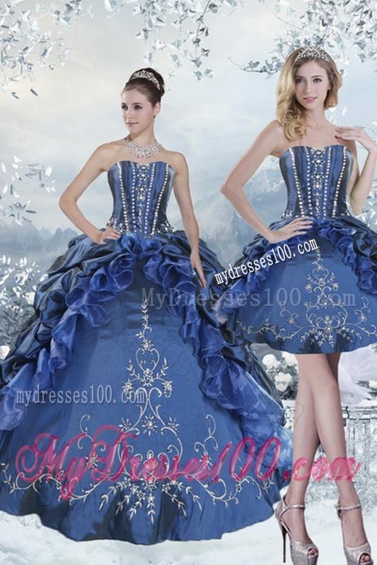 Custom Made Embroidery and Beading Blue Quince Dresses for 2016