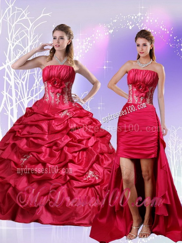 Detachable Appliques and Pick Ups Quinceanera Dress in Red